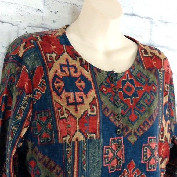 Lauren Ralph Lauren Top Southwest Design Long Sleeve Sz XL - Picture 2 of 4